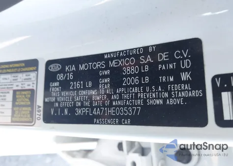 2017 Kia Forte S из США, поврежденный, VIN 3KPFL4A71HE035377